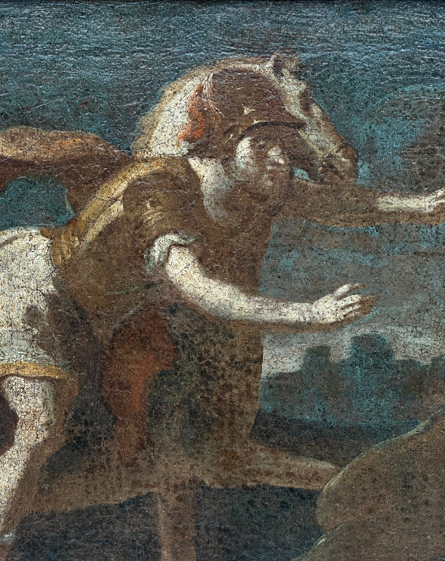 Roman Battle Scene, Oil On Canvas, 17th Century-photo-1