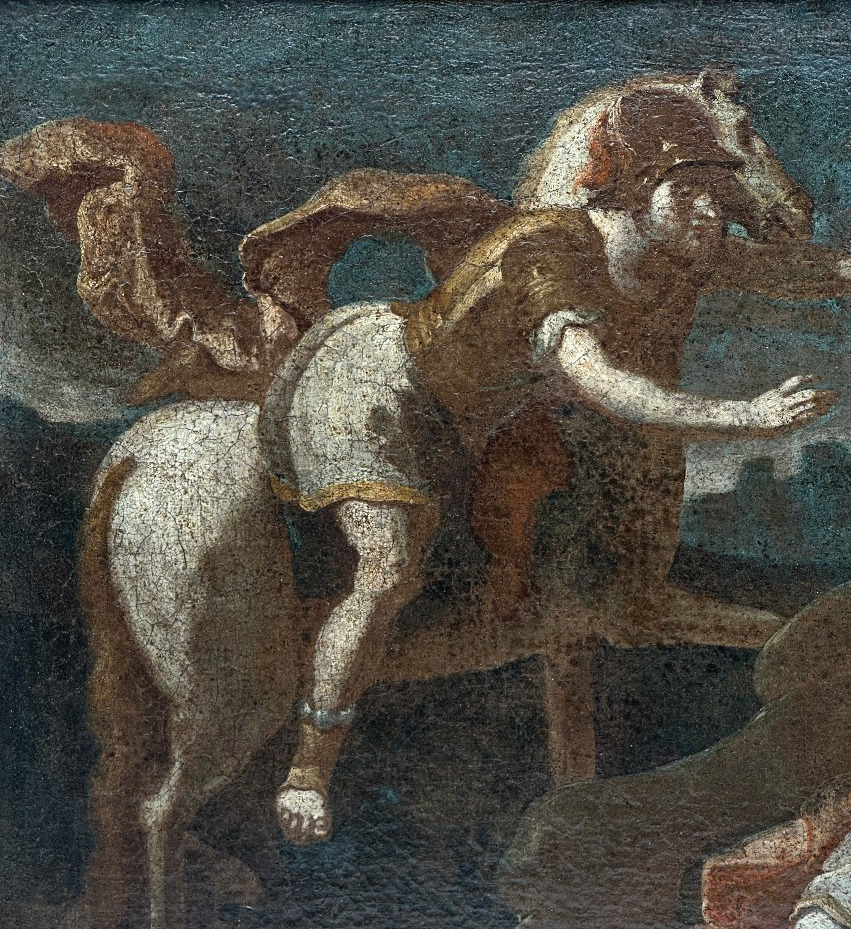 Roman Battle Scene, Oil On Canvas, 17th Century-photo-2