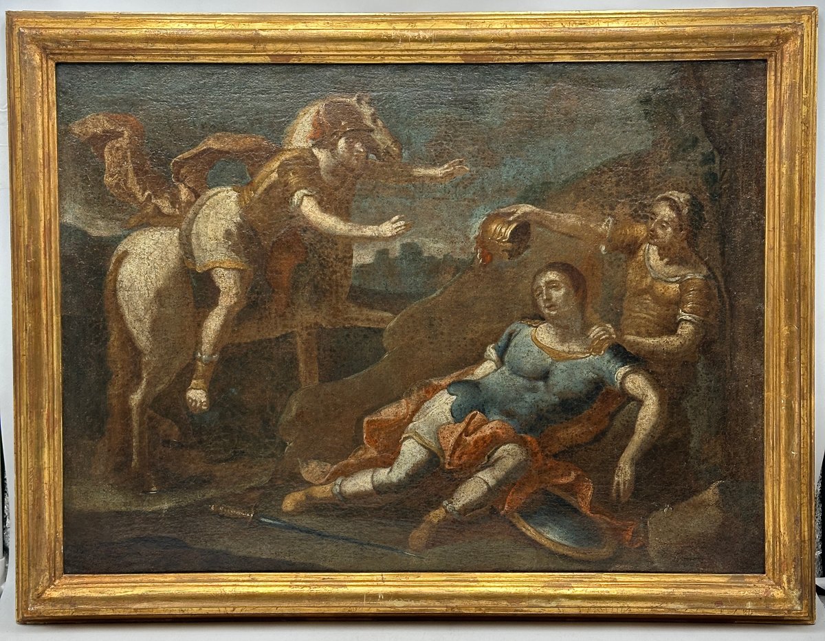 Roman Battle Scene, Oil On Canvas, 17th Century
