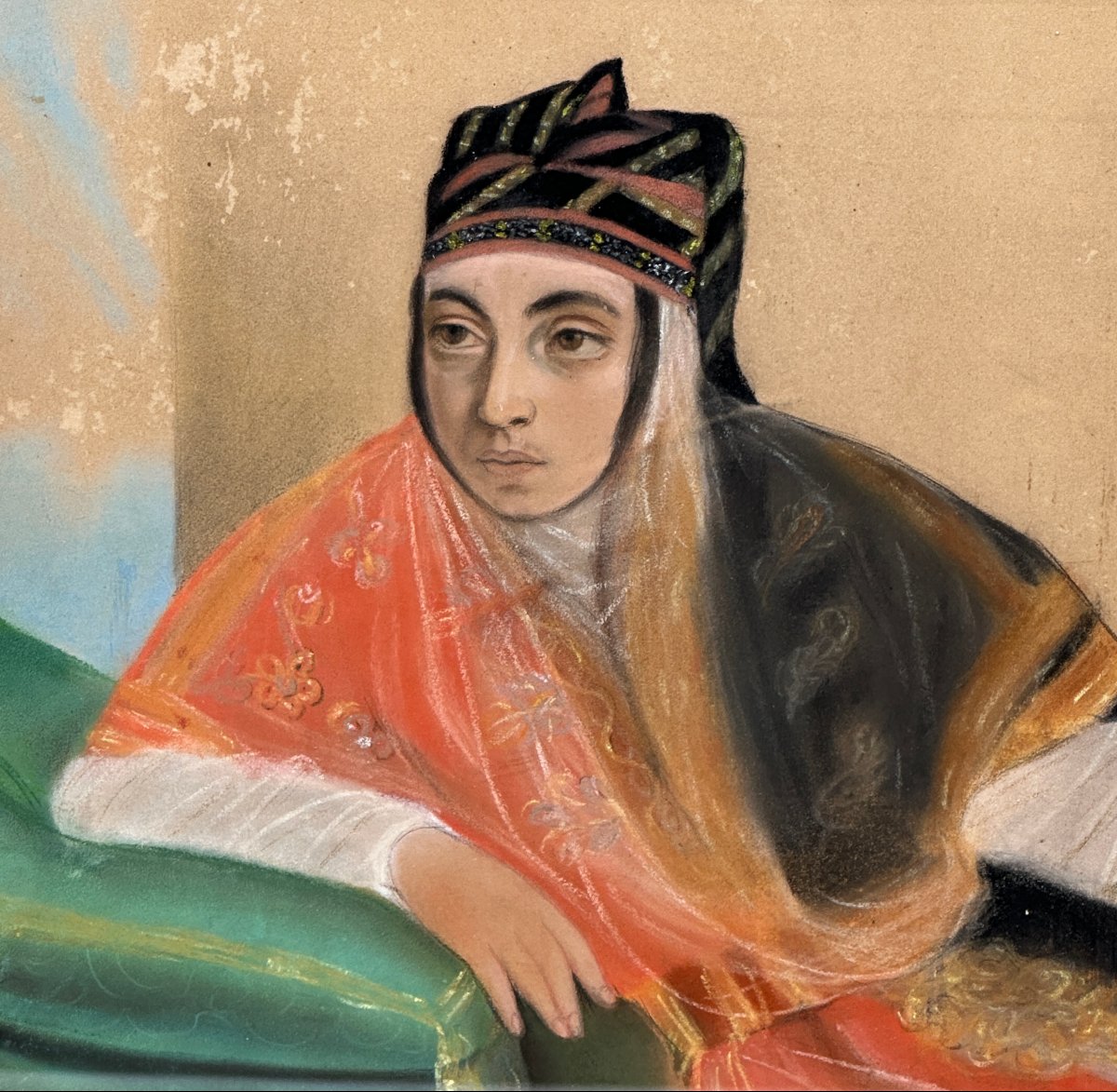 Joseph LEYNIAC école orientaliste du XIX ème "Portrait de femme orientale "-photo-2
