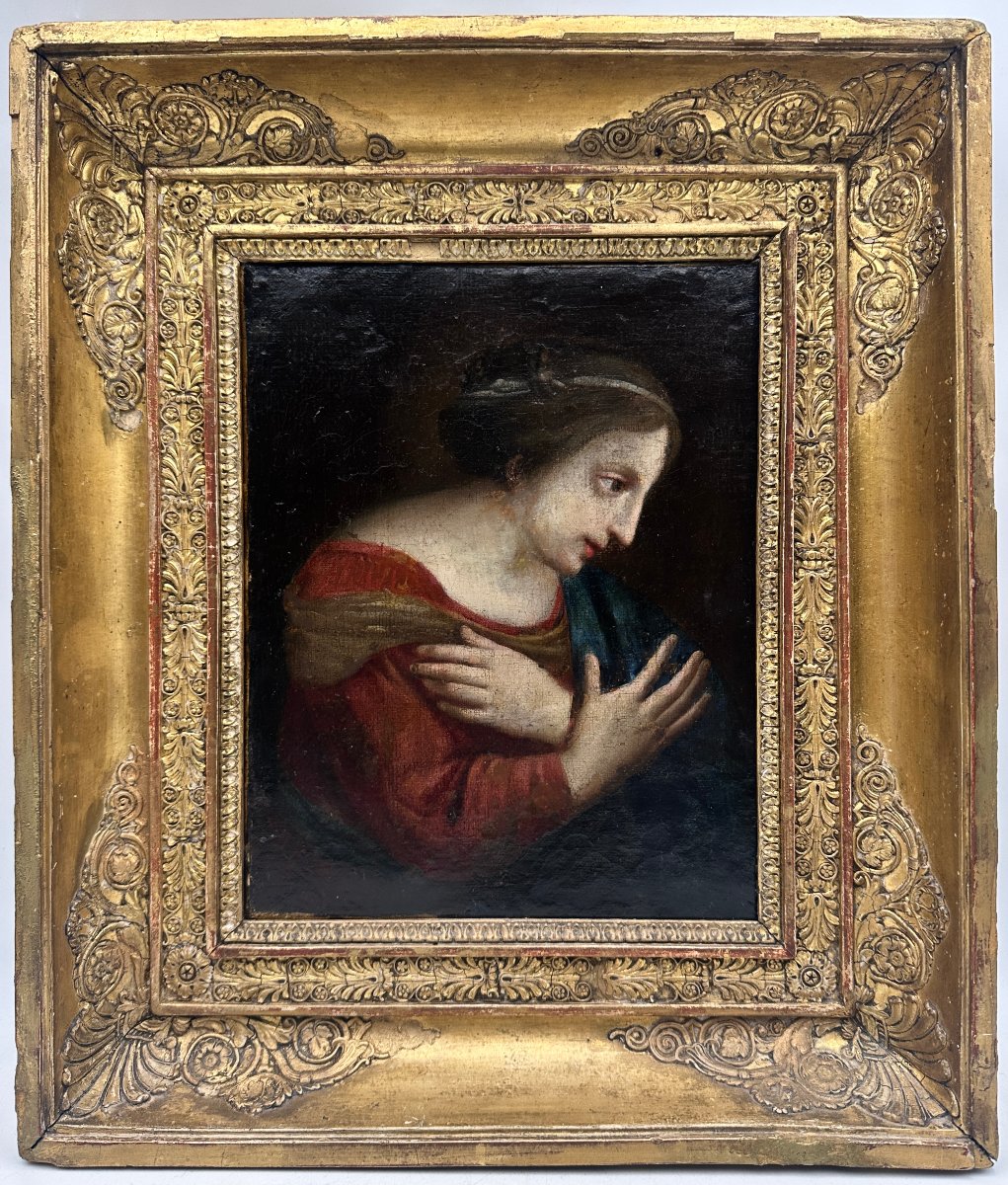 Vierge en prière, Ecole de la fin du XVIIIème, Huile sur toile.