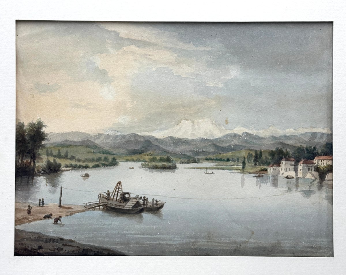 Suite de trois dessins à l'aquarelle, Ecole Suisse ou Allemande, XIX ème-photo-3