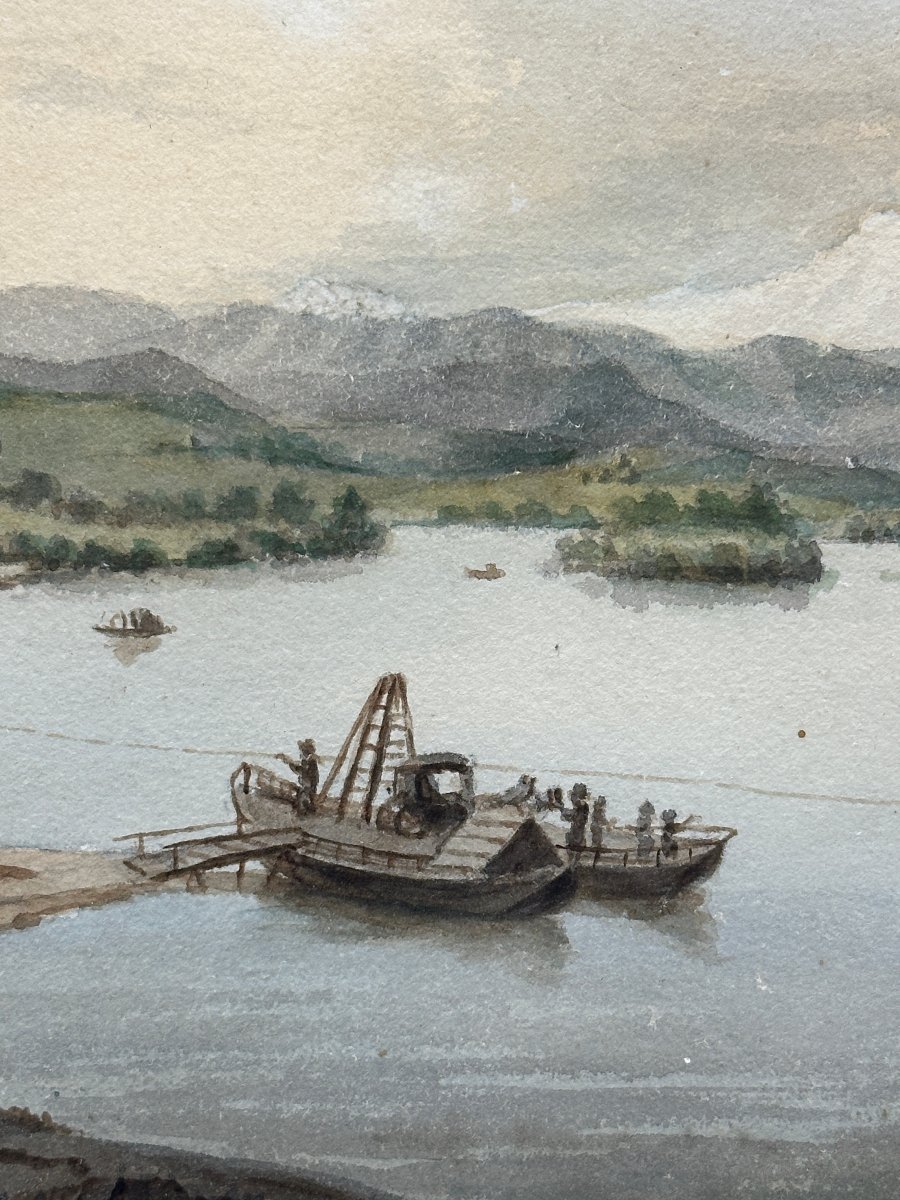 Suite de trois dessins à l'aquarelle, Ecole Suisse ou Allemande, XIX ème-photo-4