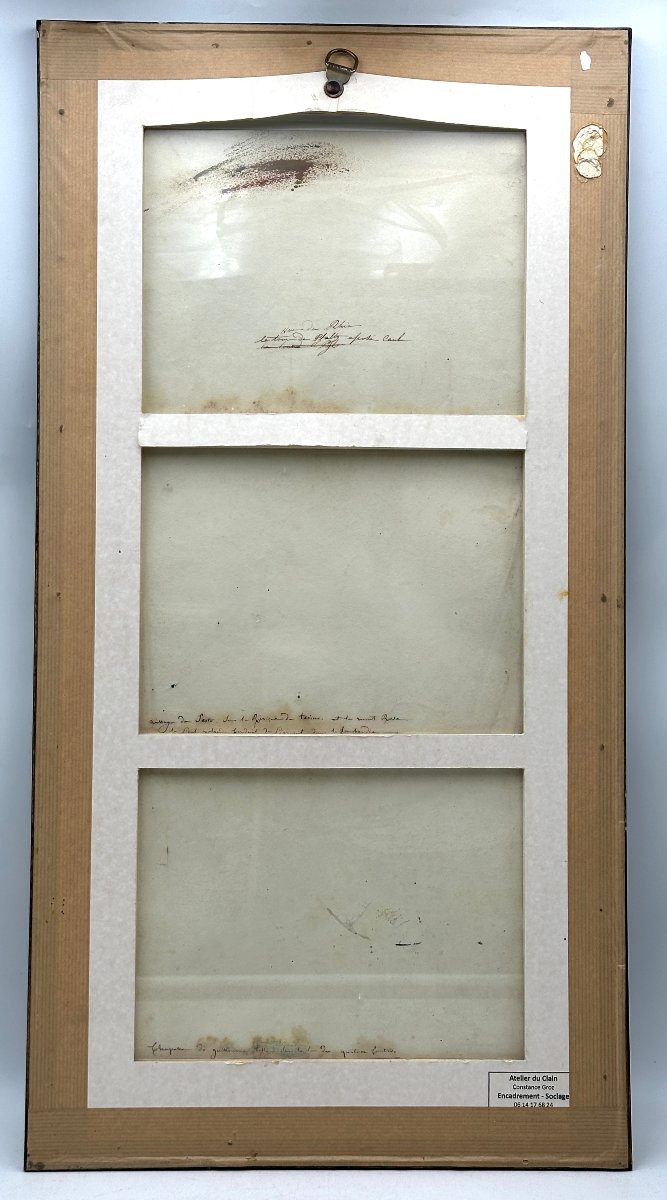 Suite de trois dessins à l'aquarelle, Ecole Suisse ou Allemande, XIX ème-photo-5
