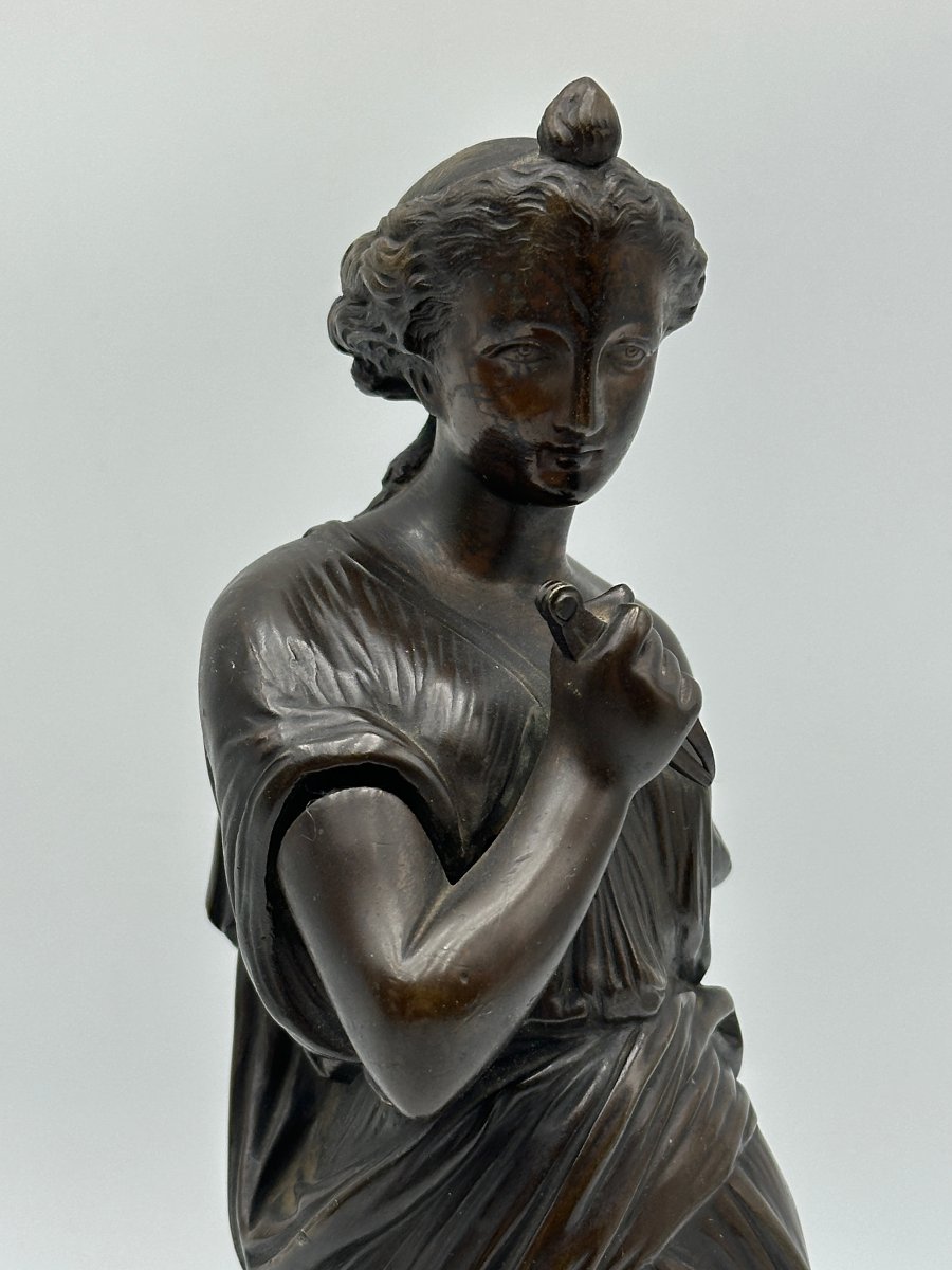 Female Figure Symbolizing Astronomy, Patinated Bronze.-photo-3