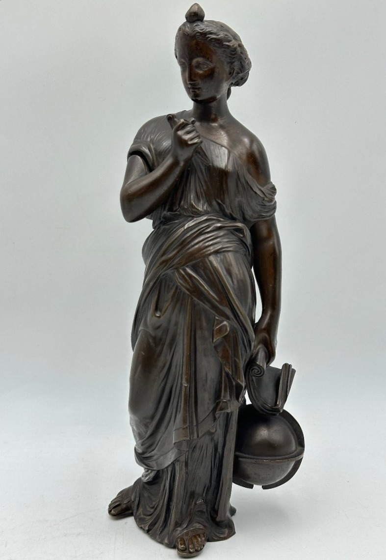 Female Figure Symbolizing Astronomy, Patinated Bronze.