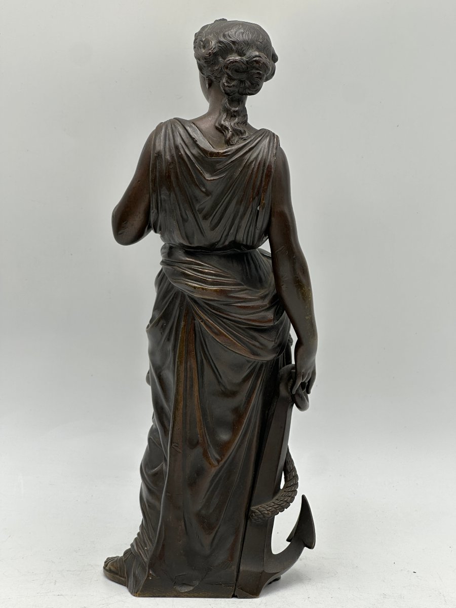 Figure  féminine allégorie de la marine", Bronze patiné.-photo-2