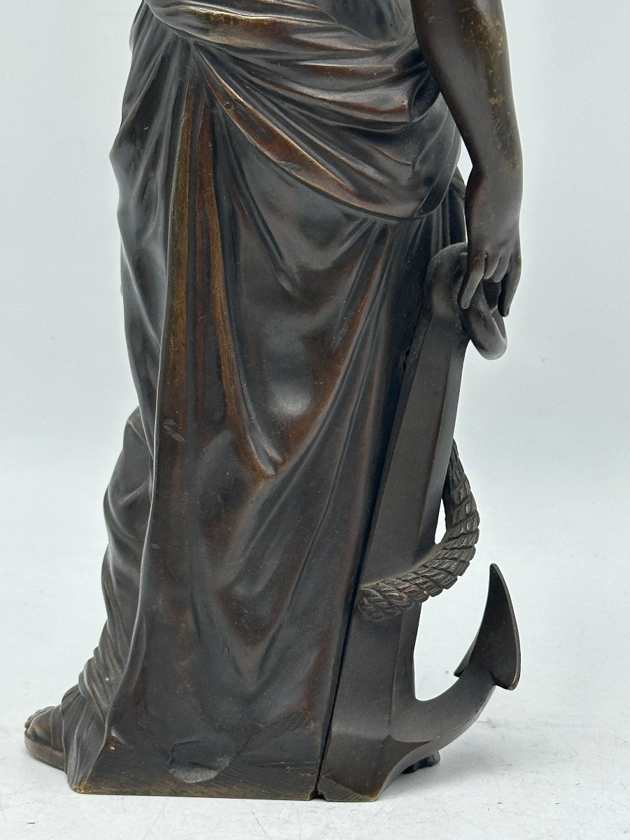 Figure  féminine allégorie de la marine", Bronze patiné.-photo-1