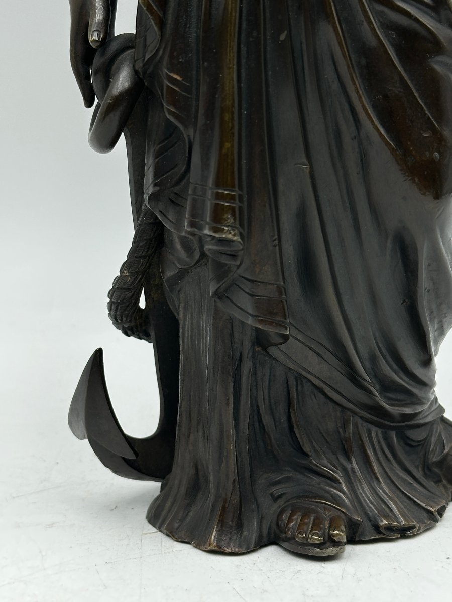 Figure  féminine allégorie de la marine", Bronze patiné.-photo-2
