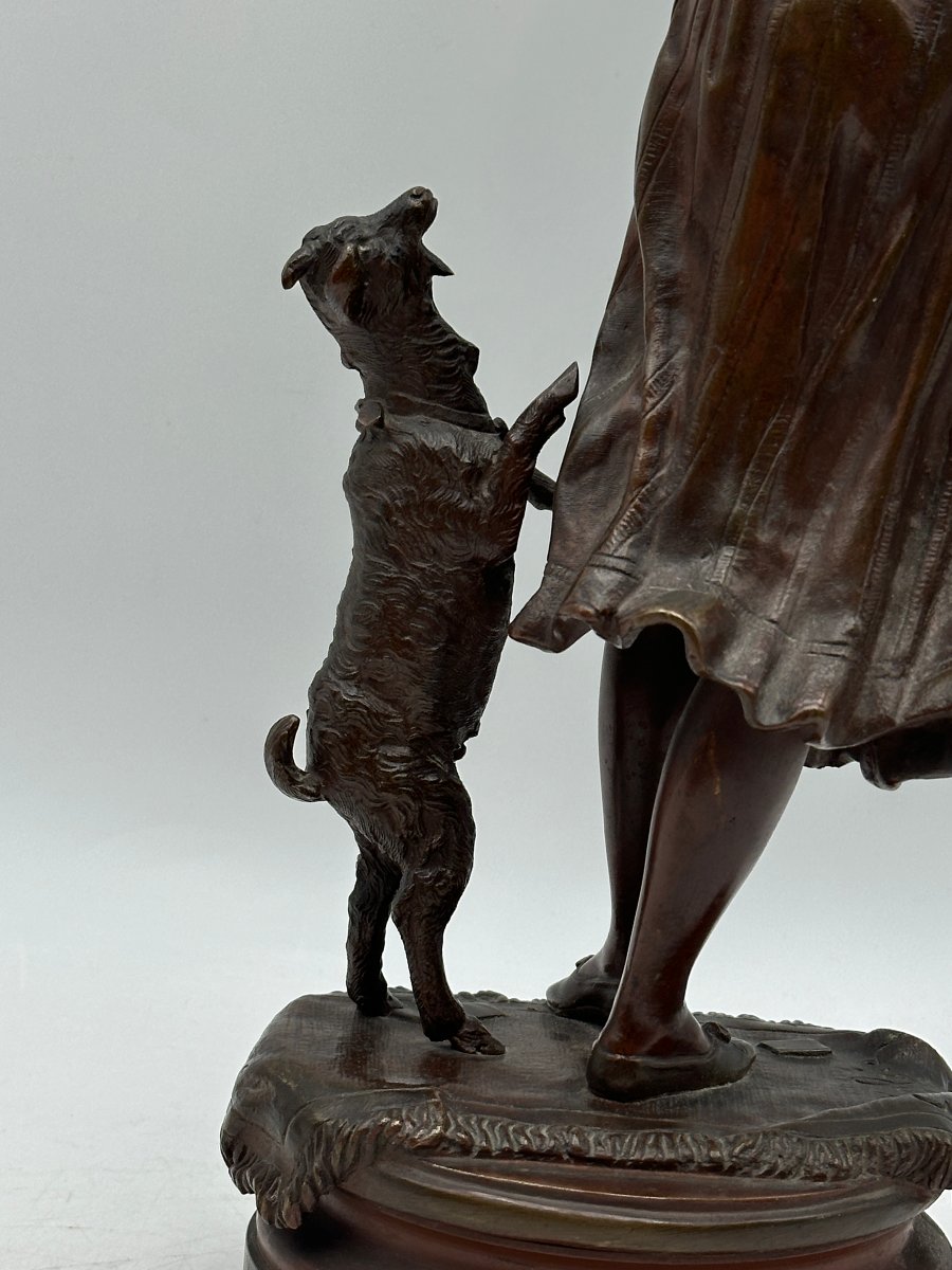 Charles ANFRIE (1833-1905), Danseuse au Tambourin, bronze à patine brune.-photo-4