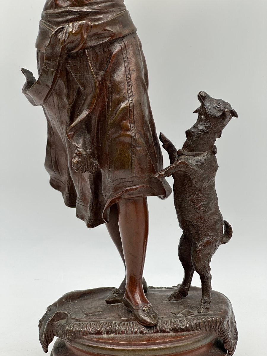 Charles ANFRIE (1833-1905), Danseuse au Tambourin, bronze à patine brune.-photo-2
