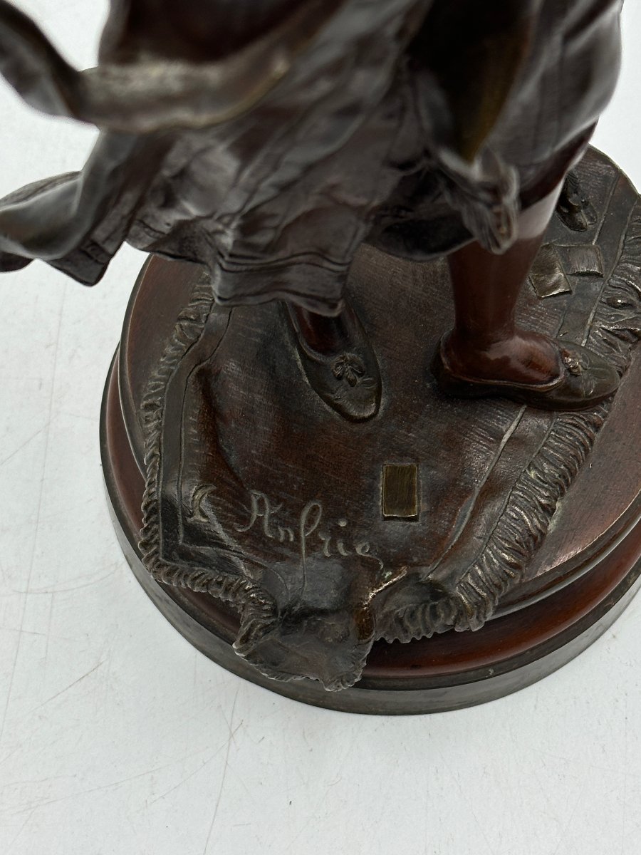 Charles ANFRIE (1833-1905), Danseuse au Tambourin, bronze à patine brune.-photo-4