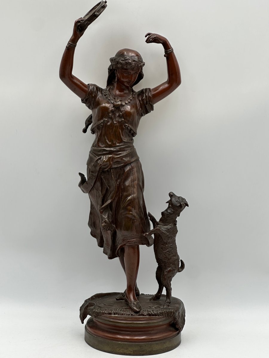 Charles ANFRIE (1833-1905), Danseuse au Tambourin, bronze à patine brune.