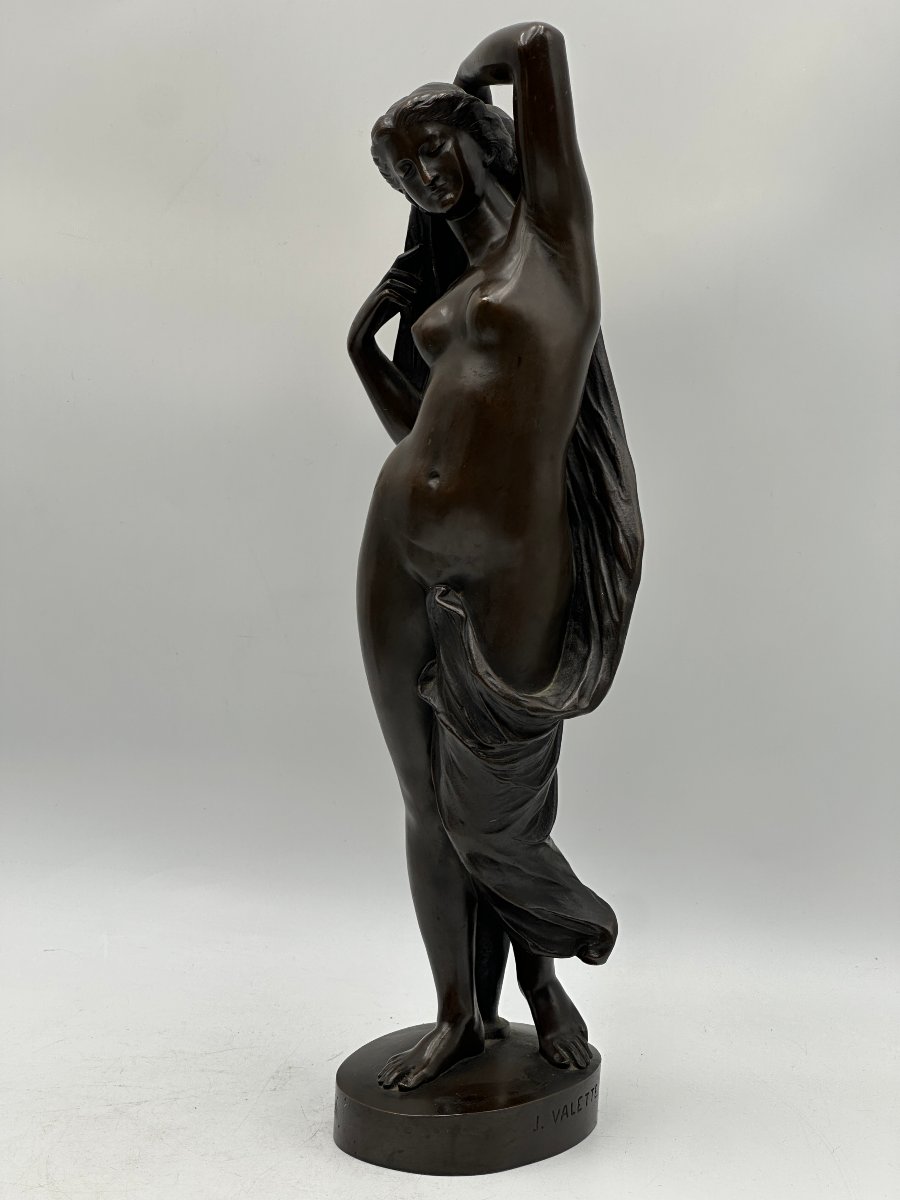 Jean VALETTE (1825-1877),  "Femme dénudée au drapé" bronze patiné, époque XIXème.-photo-2