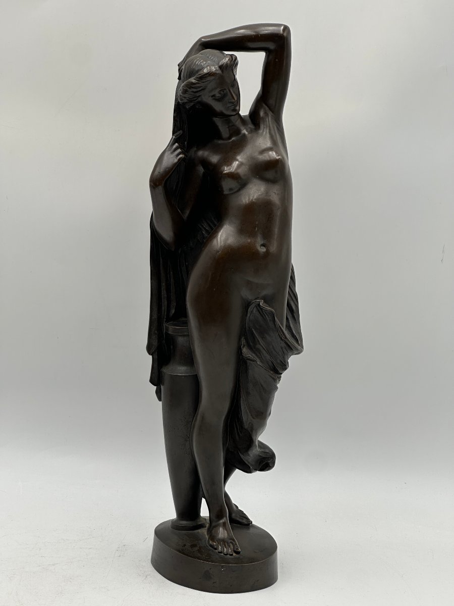 Jean VALETTE (1825-1877),  "Femme dénudée au drapé" bronze patiné, époque XIXème.