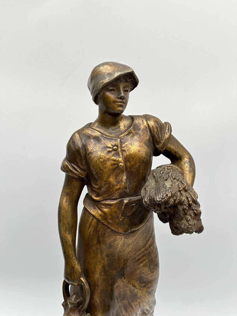 Maurice Constant Favre (1875–1915) *return From The Fields*, Bronze Cast.-photo-2