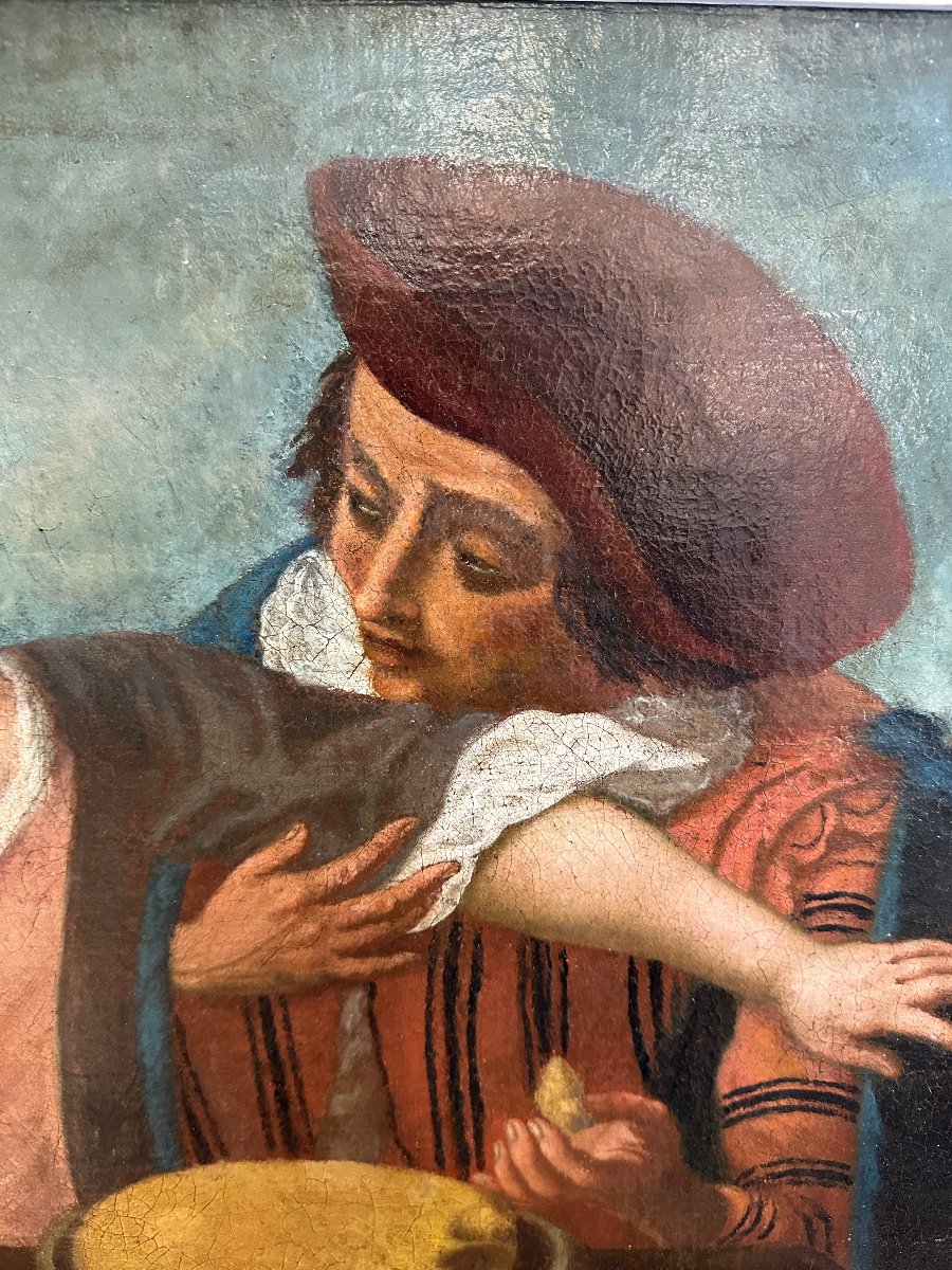 Sganarelle Gourmand, école française  dans le gout du XVIIIème, huile sur toile.-photo-3