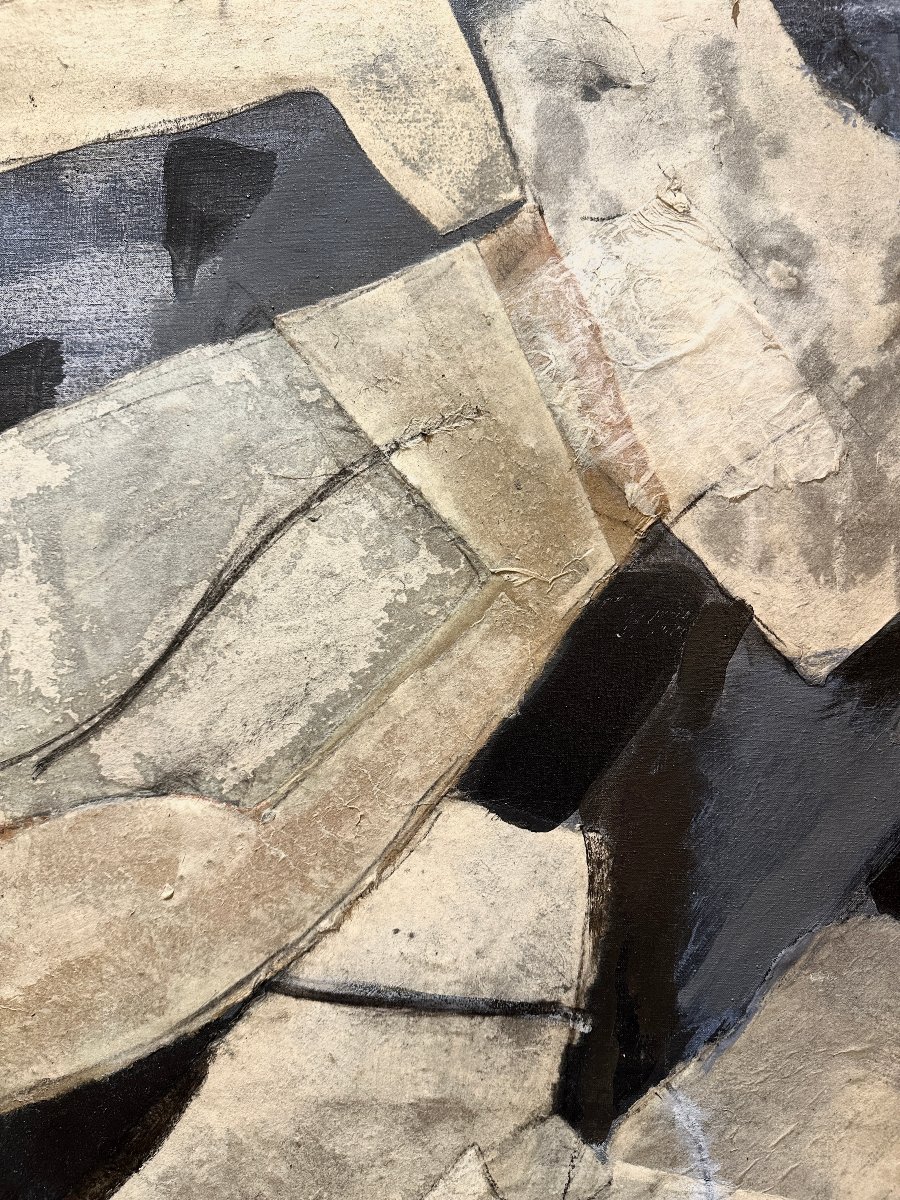 Jean Pierre Dola, Geometric Rock Landscape, Oil On Canvas -photo-2