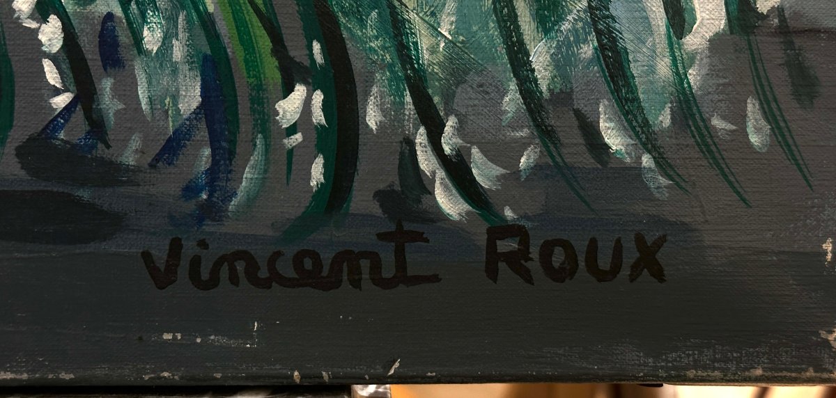 Vincent ROUX , Composition floral, Huile sur toile. XXème-photo-2