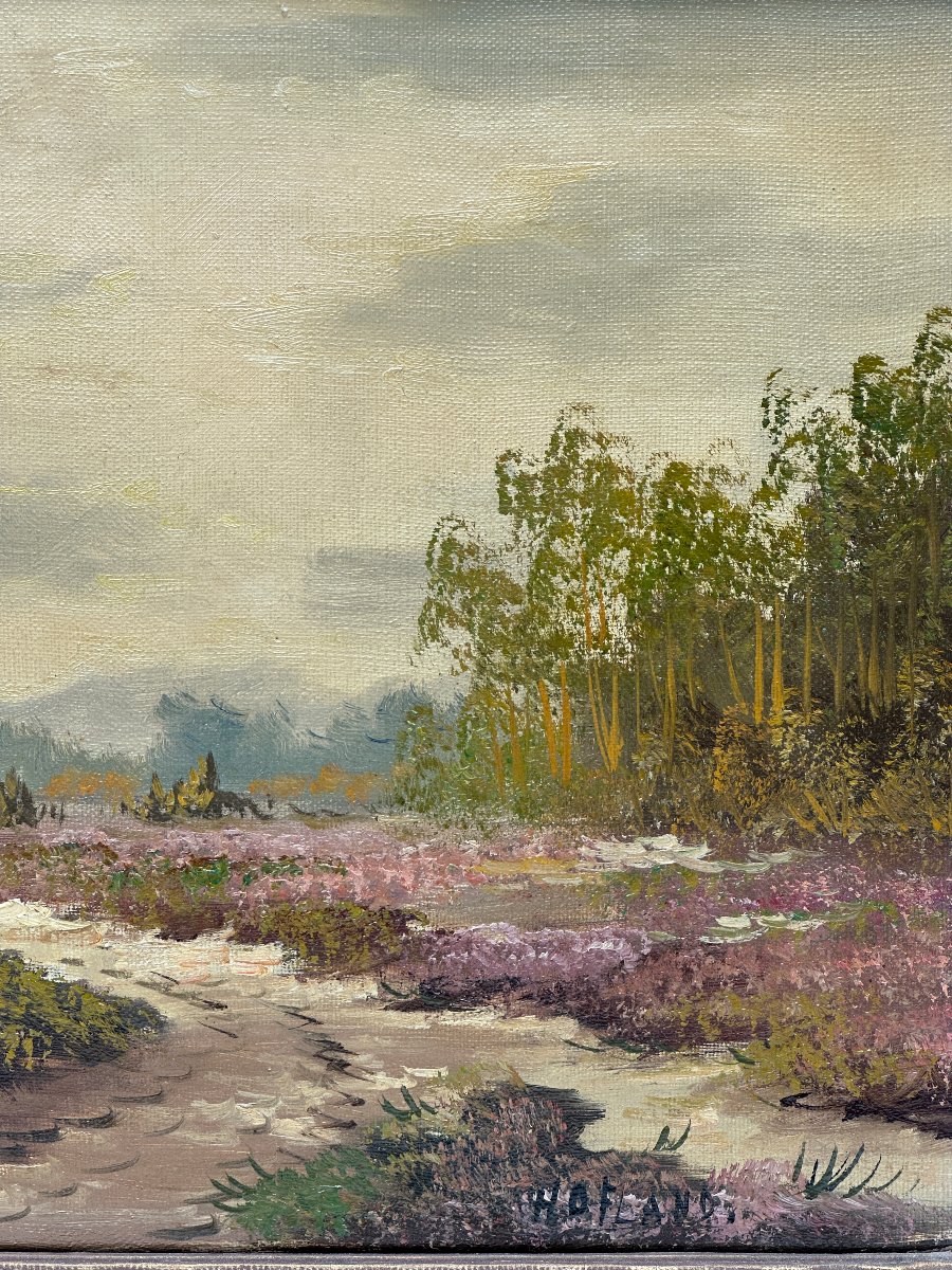 Landscape By Hofland, Oil On Canvas-photo-2