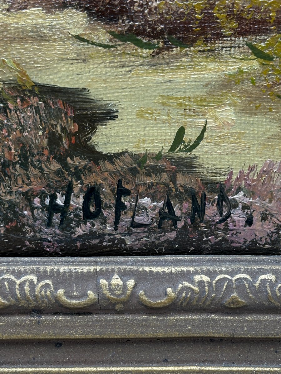Landscape By Hofland, Oil On Canvas-photo-4