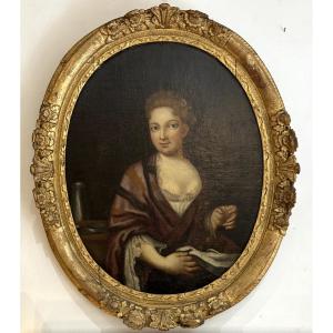 Portrait de jeune femme en buste du XVIII ème siècle 