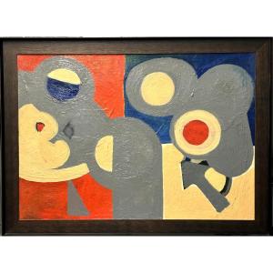 Composition géometrique huile sur toile 