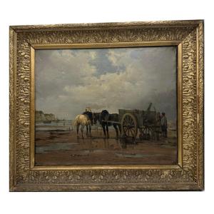 H. Gomez, Seaweed Gatherers In Normandy, Oil On Canvas.