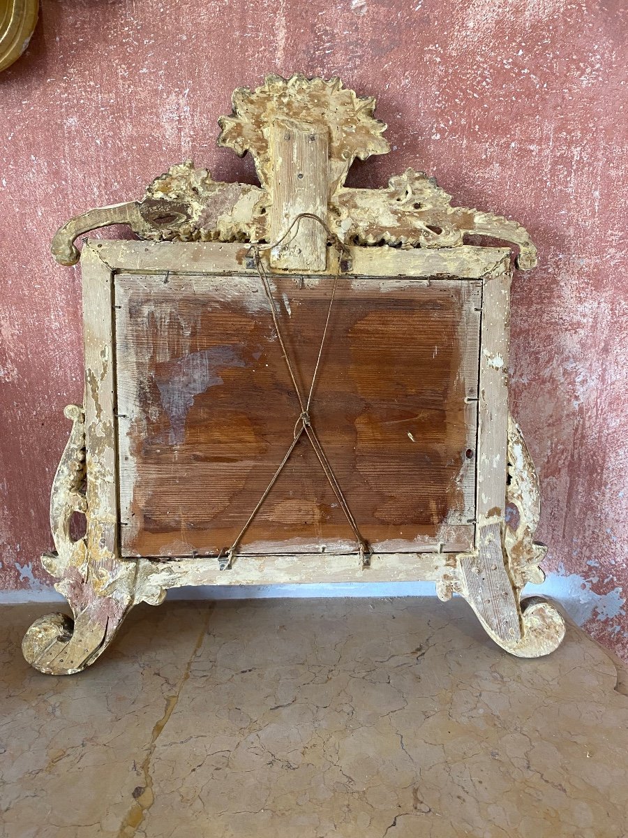 Antique Gilded Mirror In Original Patina -photo-2
