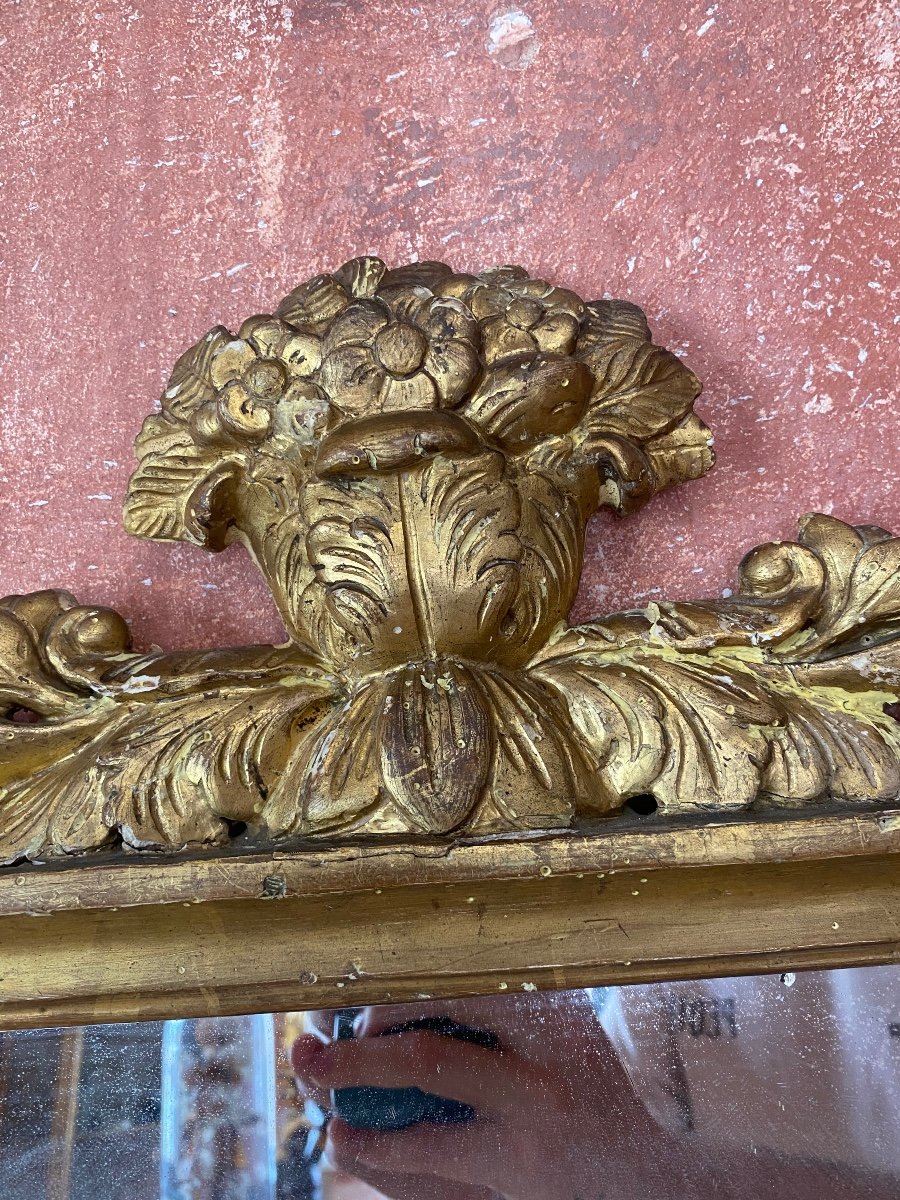 Antique Gilded Mirror In Original Patina -photo-3