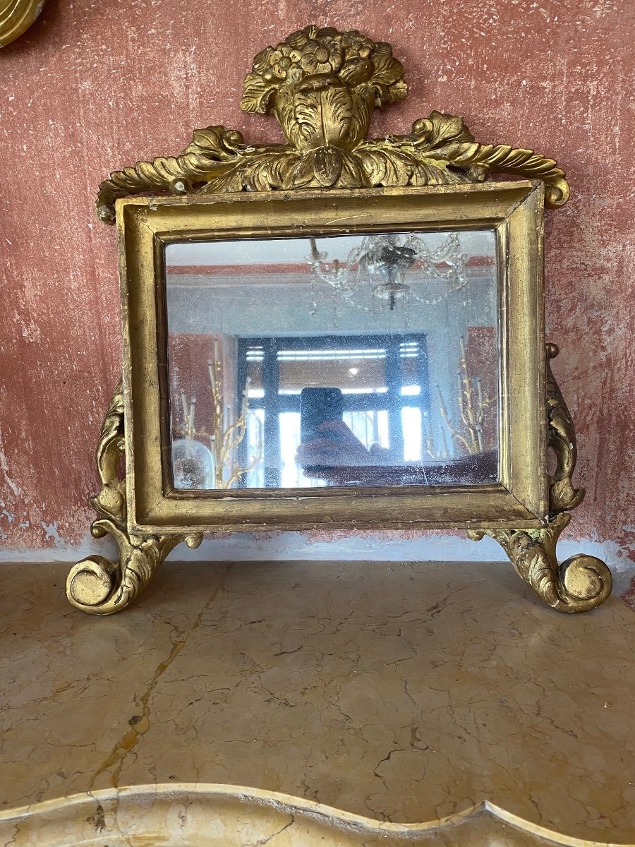 Antique Gilded Mirror In Original Patina -photo-1