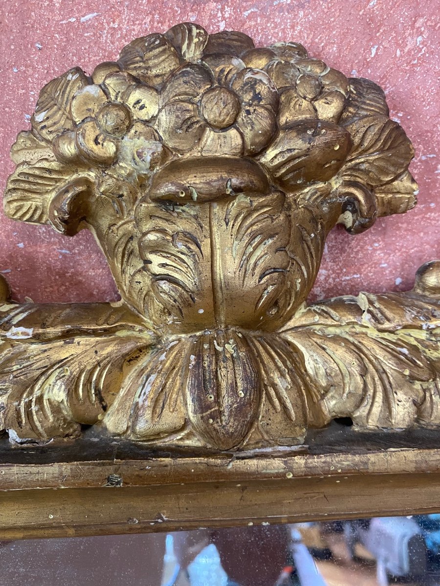 Antique Gilded Mirror In Original Patina -photo-2