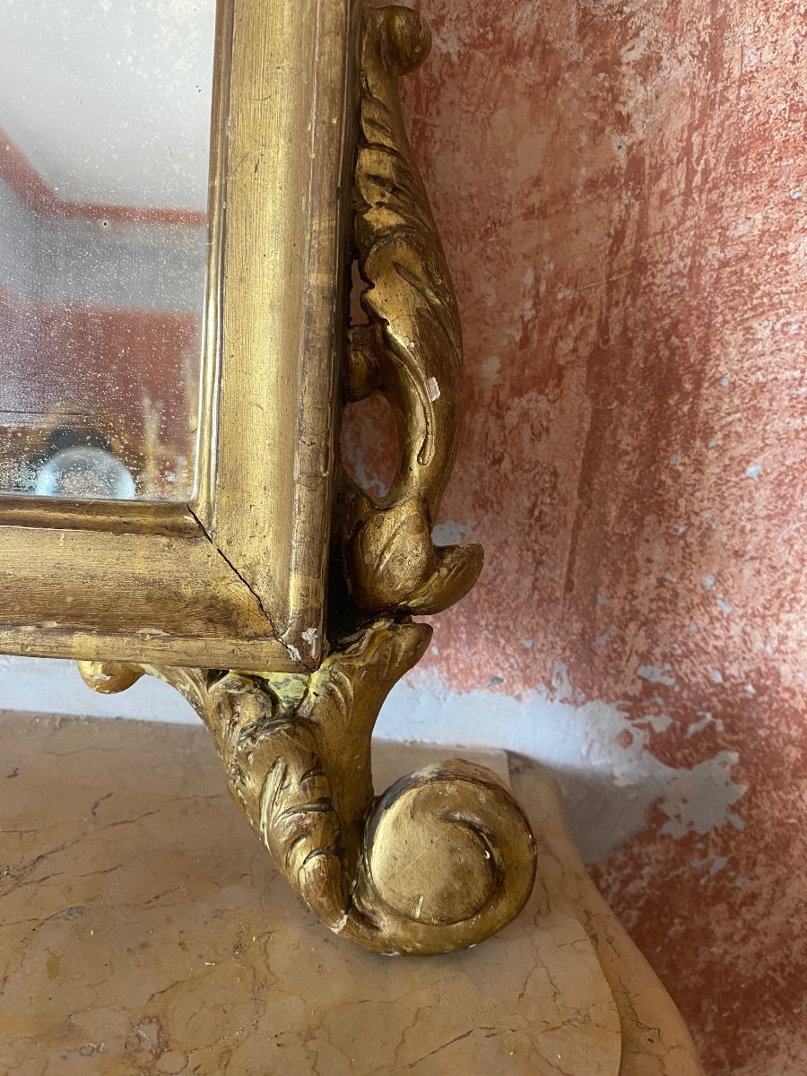 Antique Gilded Mirror In Original Patina -photo-4