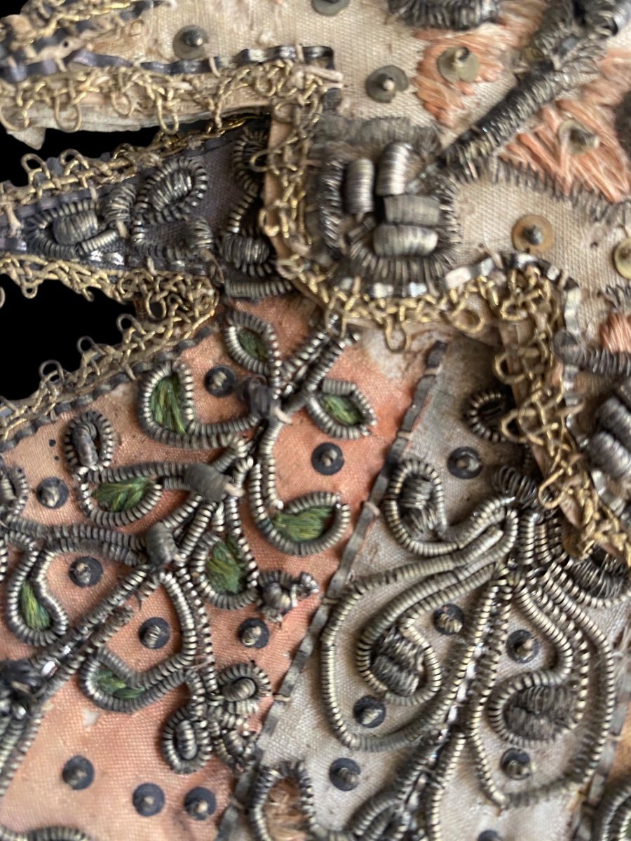 Broderie Ancienne Sur Soie-photo-2