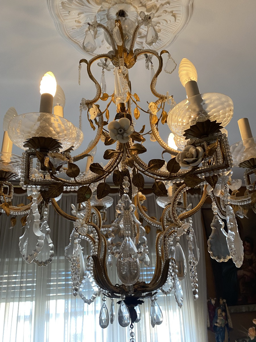 lustre vénitien ancien en cristal de Bohême-photo-3