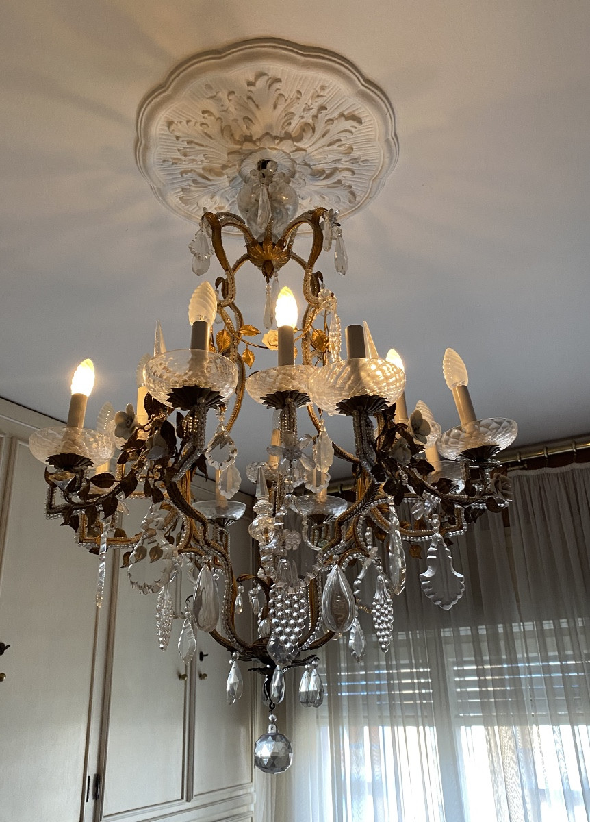 lustre vénitien ancien en cristal de Bohême