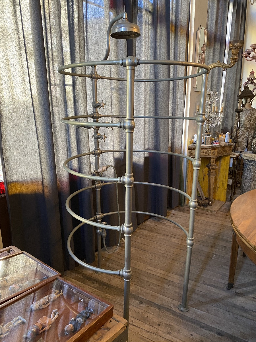 douche en métal argenté avec hydromassage-photo-4