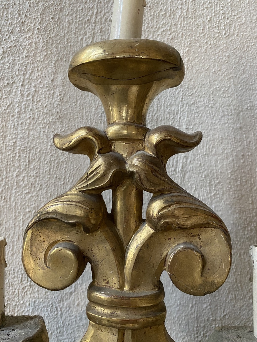 paire de points lumineux en bois doré du début du XIXe siècle-photo-3