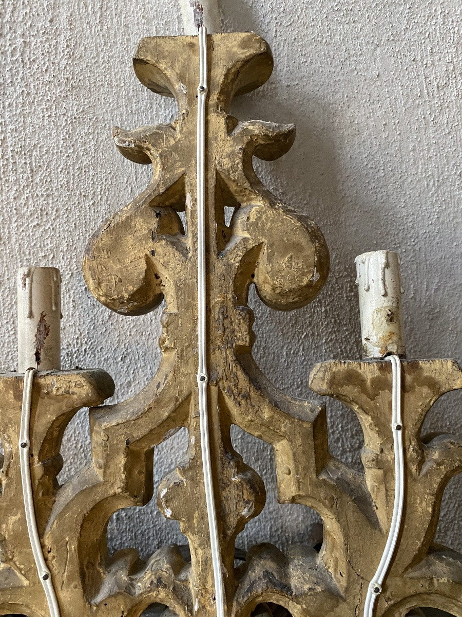 paire de points lumineux en bois doré du début du XIXe siècle-photo-1