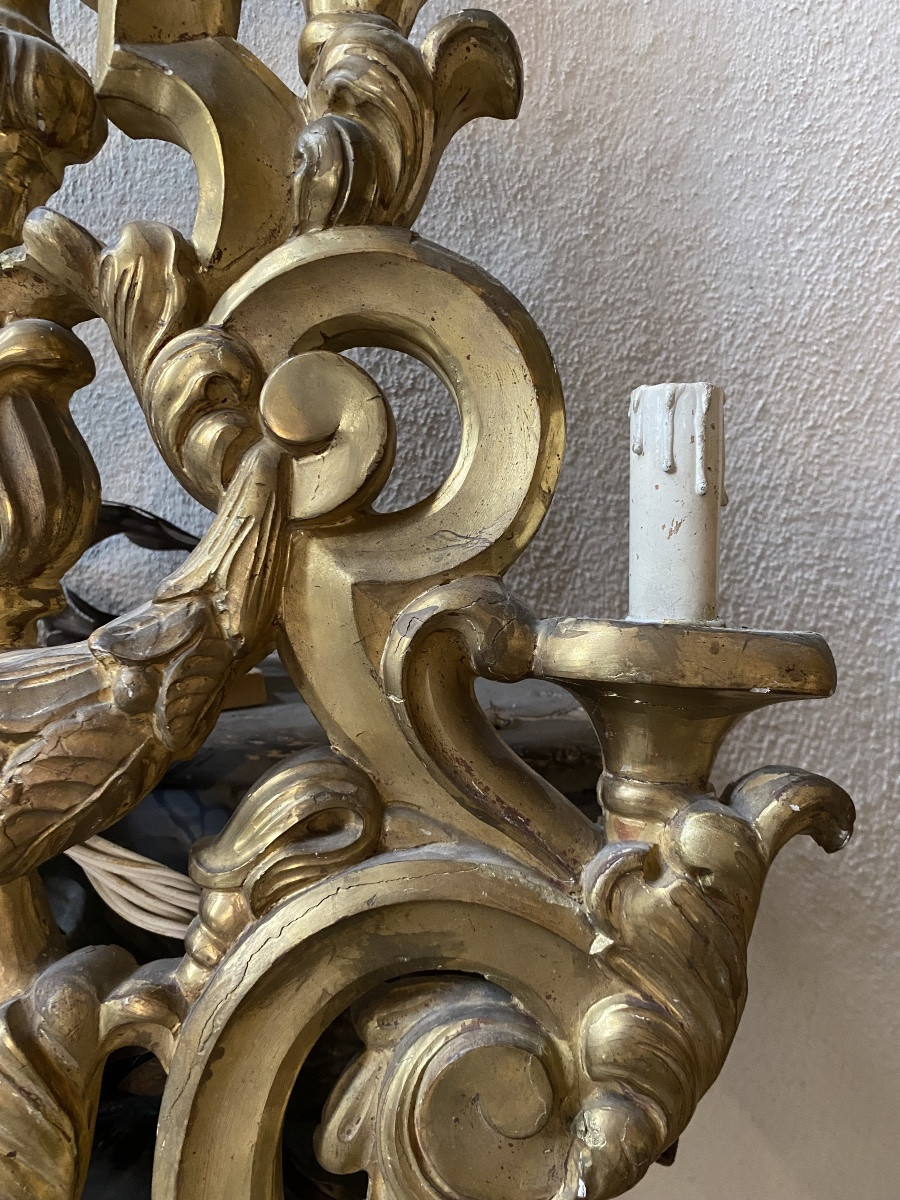 paire de points lumineux en bois doré du début du XIXe siècle-photo-3