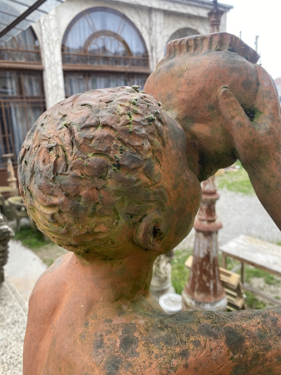 ancienne statue en terre cuite de la fin du XIXe siècle-photo-2