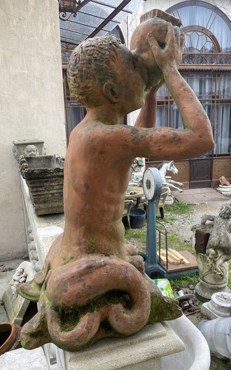 ancienne statue en terre cuite de la fin du XIXe siècle