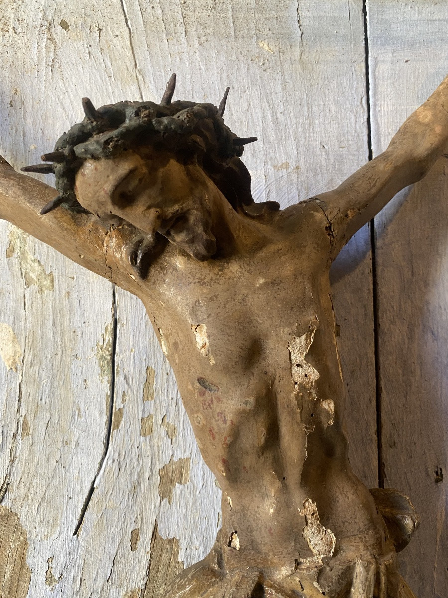Antique 18th-century Polychrome Wood Christ -photo-4