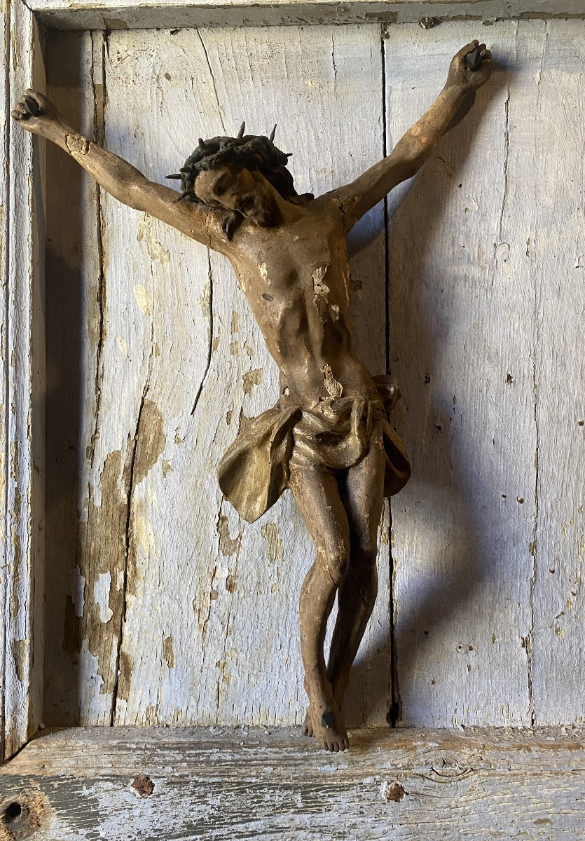Antique 18th-century Polychrome Wood Christ 