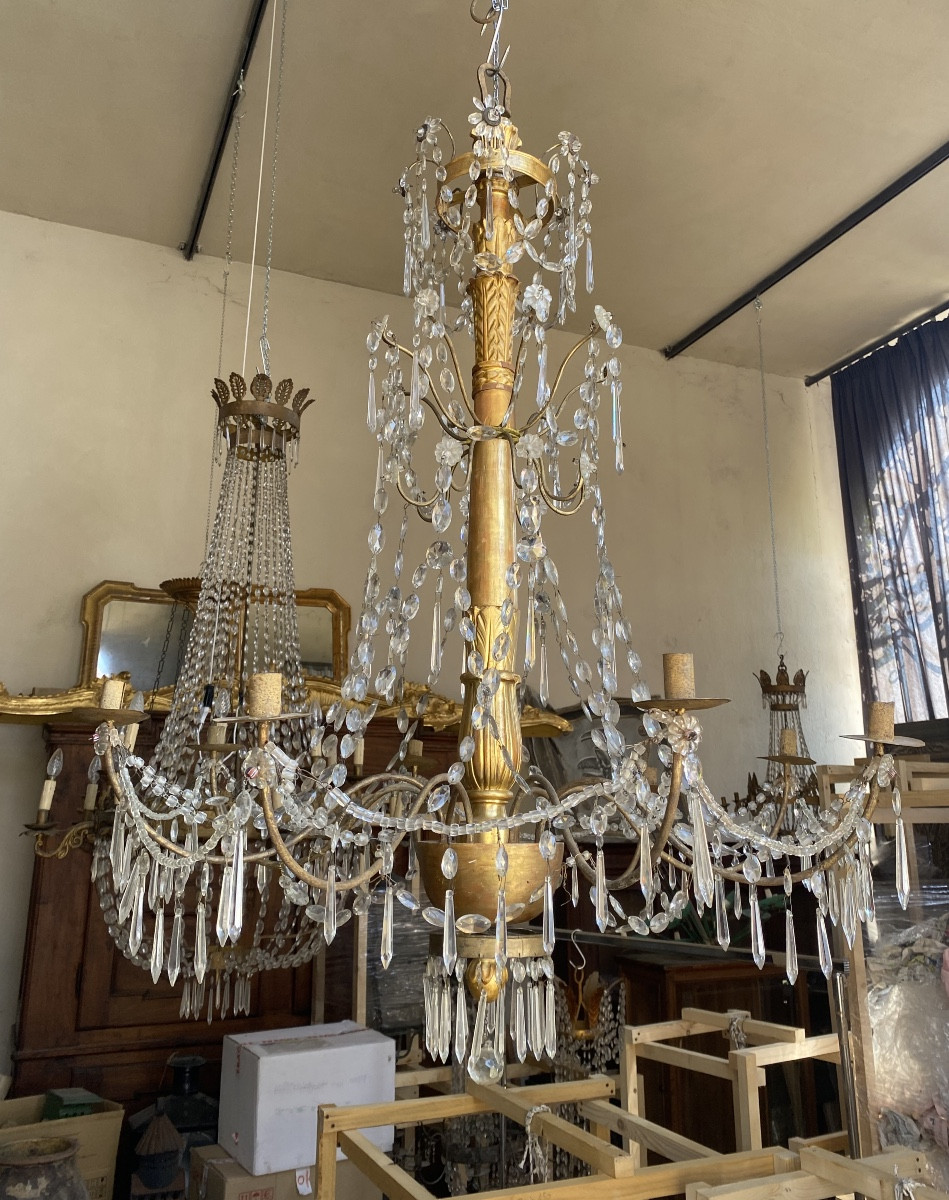 Grand lustre génois ancien du XVIIIe siècle