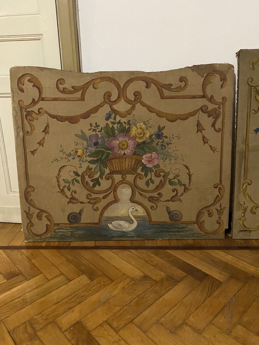 Three Piedmontese (italy) Door-hanging Paintings -photo-1