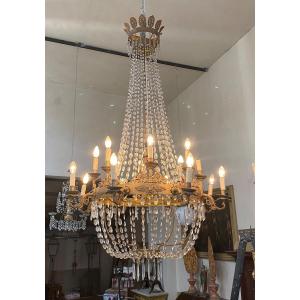 Antique Gilded Bronze Chandelier From Italy (turin). 