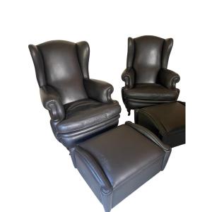 Pair Of Frau Armchairs With Footrest