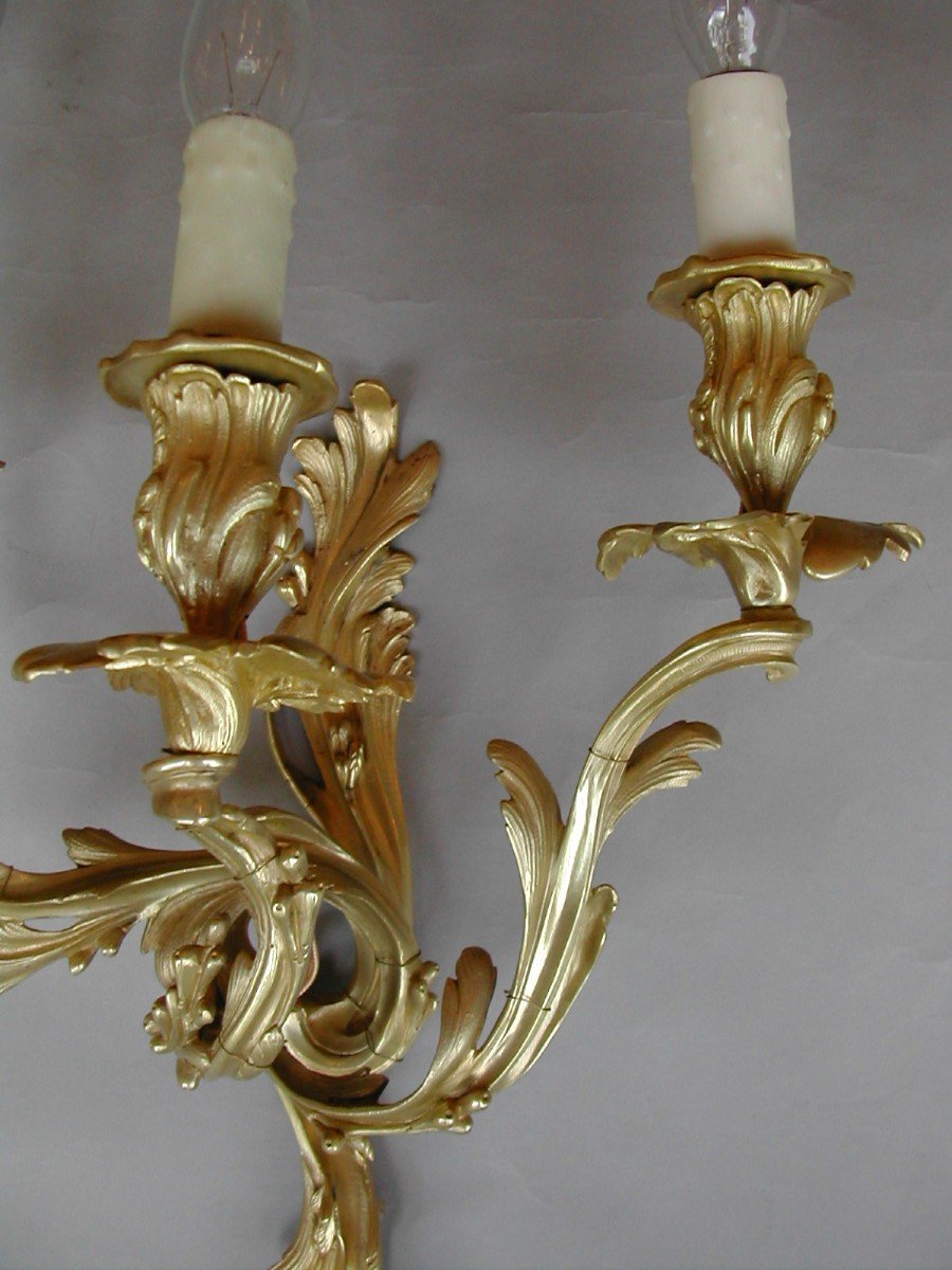 Large And Exceptional Pair Of Louis XV Style Sconces-photo-3