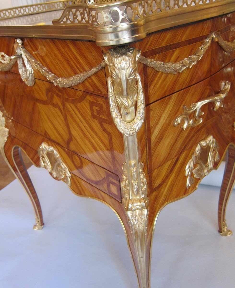 Important Table De Salon In Rosewood Marquetry-photo-4